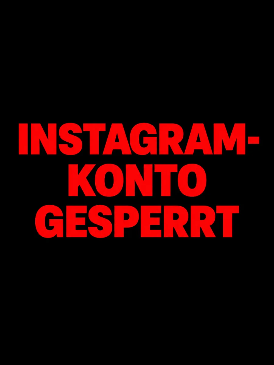 Instagram-Konto gesperrt – rote Titelgrafik im Hochformat.